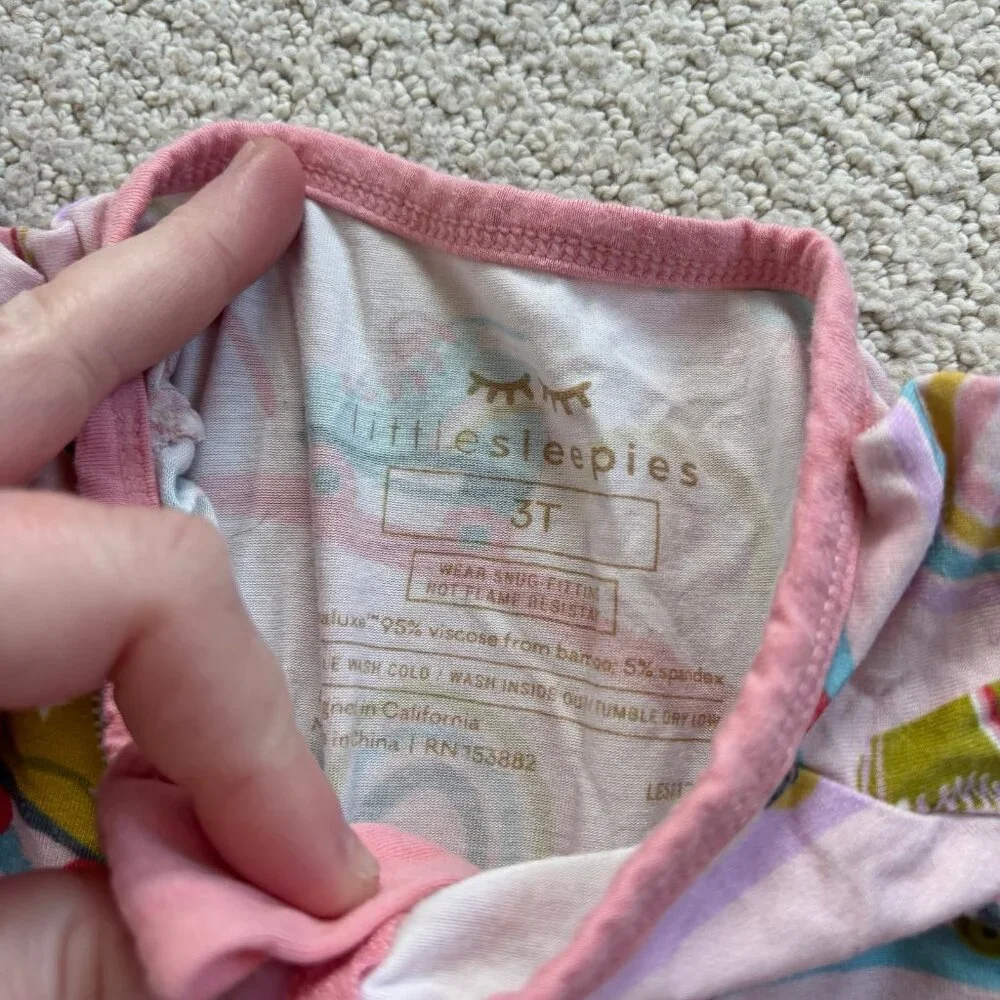 Little Sleepies pink retro roller bamboo pajamas
